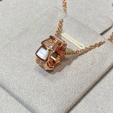 European 925 Silver Zircon Shell Snake Bone Necklace
