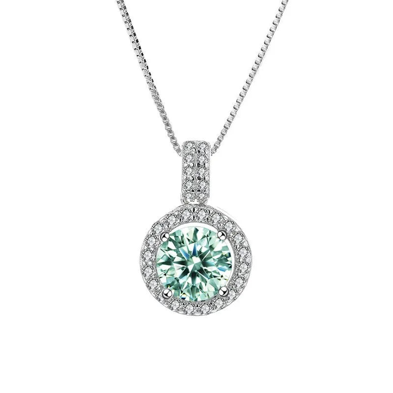 S925 Silver Mosonite Pendant with Certificate for Women's Gift