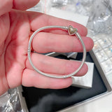 Mybeboa 925 Solid Silver Bracelet Golden Heart Clasp Snake Chain Women Jewelry