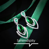 Green Diamond Marquise Earrings Women's Sparkling Ear Studs