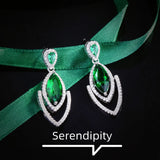 Green Diamond Marquise Earrings Women's Sparkling Ear Studs