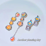 Tassel Moonstone Sparkling Diamond Stud Earrings