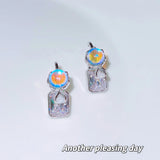 Tassel Moonstone Sparkling Diamond Stud Earrings