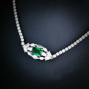 Emerald Tennis Necklace Green Diamond Ladies Jewelry Party