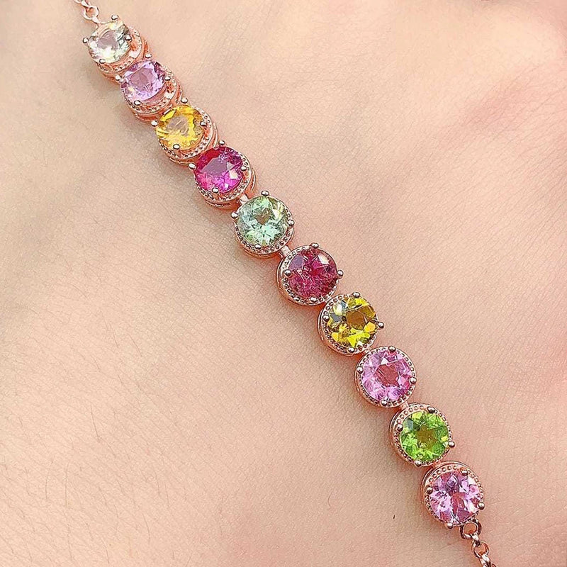 Colorful Tourmaline Bracelet Jewelry Wedding Gift Party