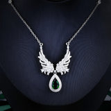 Angel Wing Emerald Necklace Zircon Jewelry Girl Gift