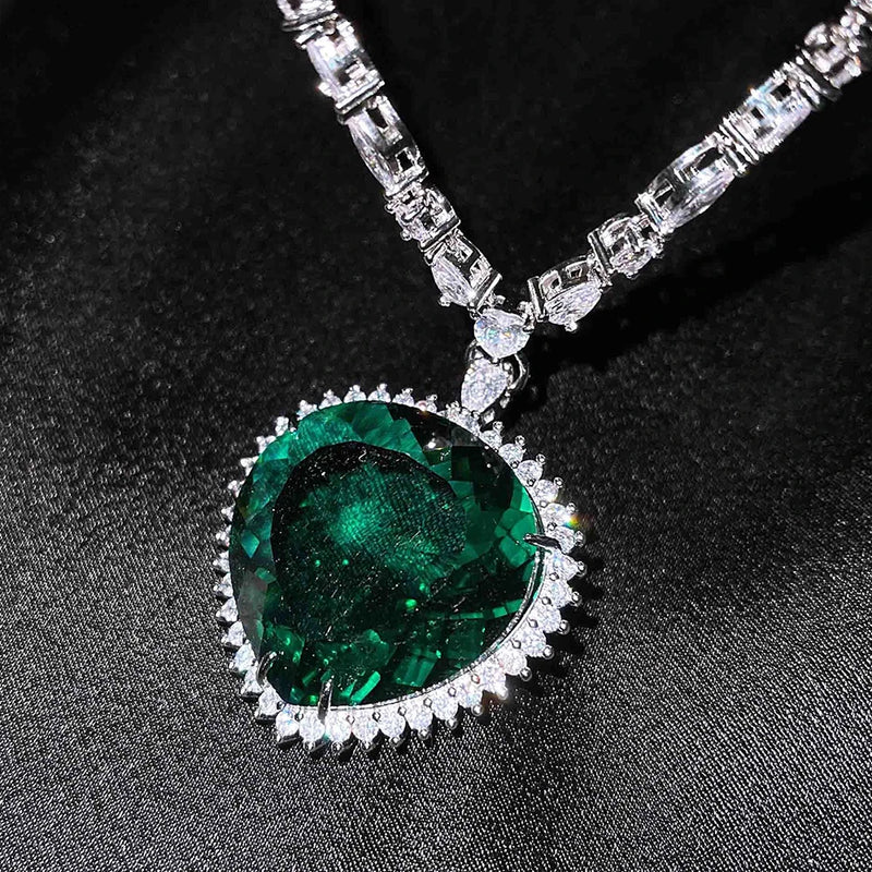 Ocean Heart Necklace Female Collar Chain 30mm Jewelry Girl's Holiday Gift