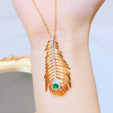Women Necklace Brushed Feather Collar Chain Zircon Jewelry Party
