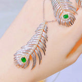 Women Necklace Brushed Feather Collar Chain Zircon Jewelry Party