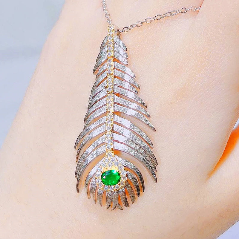 Women Necklace Brushed Feather Collar Chain Zircon Jewelry Party