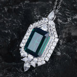Emerald Rectangular Necklace Female Collar Chain Jewelry