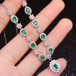 Women Necklace Emerald Simulation Tourmaline Pendant Necklace