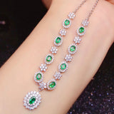 Women Necklace Emerald Simulation Tourmaline Pendant Necklace