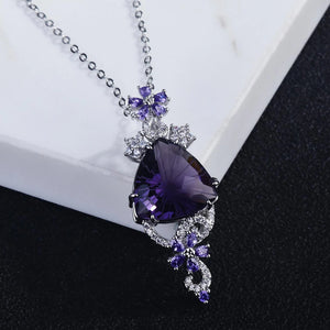 Amethyst Geometric Necklace with Zircon Jewelry