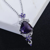 Amethyst Geometric Necklace with Zircon Jewelry