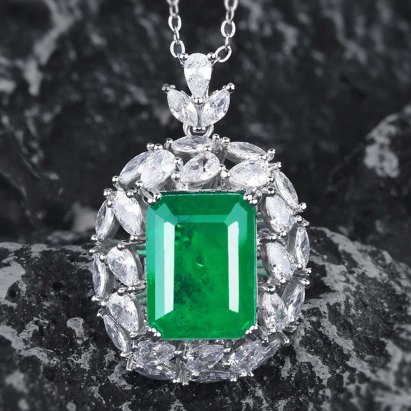 Cotton Emerald Necklace with Zircon Jewelry for Women
