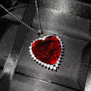 Gem Ocean Heart Necklace 20mm Female Collar Chain Jewelry Girl's Gift Party