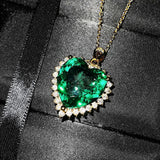 Gem Ocean Heart Necklace 20mm Female Collar Chain Jewelry Girl's Gift Party