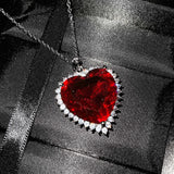 Gem Ocean Heart Necklace 20mm Female Collar Chain Jewelry Girl's Gift Party