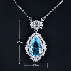 Women Water Drop Necklace Bright Zircon Jewelry Party Gift