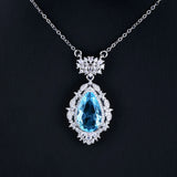 Women Water Drop Necklace Bright Zircon Jewelry Party Gift