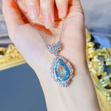 Women Water Drop Necklace Bright Zircon Jewelry Party Gift