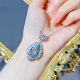 Women Water Drop Necklace Bright Zircon Jewelry Party Gift