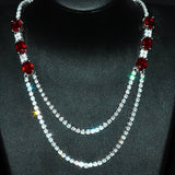 Natural Ruby Necklace Zircon Jewelry Girl's Gift Party
