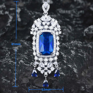 Natural Sapphire Necklace Female Collar Chain Jewelry Girl's Gift Party