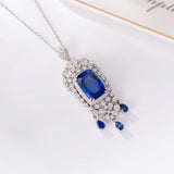 Natural Sapphire Necklace Female Collar Chain Jewelry Girl's Gift Party