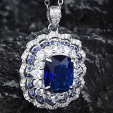 Royal Sapphire Necklace Bright Zircon Jewelry Girl's Holiday Gift Party