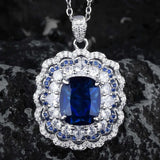 Royal Sapphire Necklace Bright Zircon Jewelry Girl's Holiday Gift Party