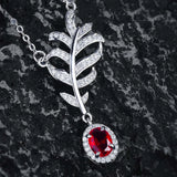 Women Necklace Ruby Necklace Female Feather Collar Chain Jewelry