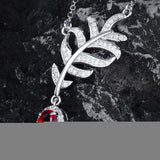 Women Necklace Ruby Necklace Female Feather Collar Chain Jewelry