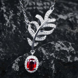Women Necklace Ruby Necklace Female Feather Collar Chain Jewelry