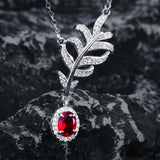 Women Necklace Ruby Necklace Female Feather Collar Chain Jewelry