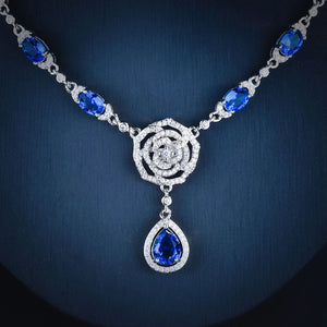 Elegant Sapphire Camellia Necklace for Women