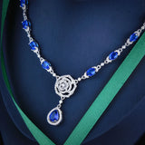 Elegant Sapphire Camellia Necklace for Women