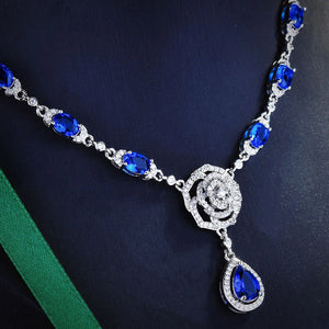Elegant Sapphire Camellia Necklace for Women