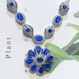 Sapphire Sunflower Necklace Zircon Jewelry Girl's Gift
