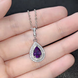 Natural Amethyst Water Drop Necklace Female Jewelry