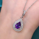 Natural Amethyst Water Drop Necklace Female Jewelry