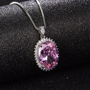 Women Necklace Oval Ruby Pendant Necklace Wedding Gift