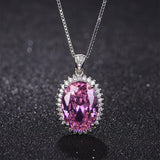Women Necklace Oval Ruby Pendant Necklace Wedding Gift