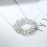 Cluster Necklace Flower Circle Pendant Zircon Jewelry Gift