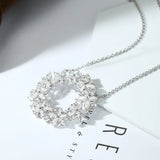 Cluster Necklace Flower Circle Pendant Zircon Jewelry Gift