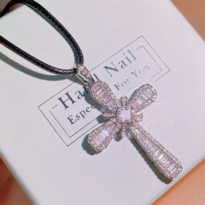 Vintage Cross Necklace with Zircon for Women