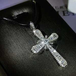 Vintage Cross Necklace with Zircon for Women
