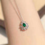 Emerald Necklace Women Collar Chain Zircon Jewelry