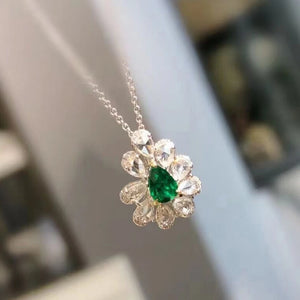 Emerald Necklace Women Collar Chain Zircon Jewelry
